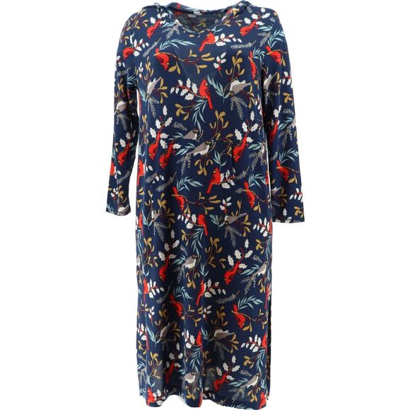 Comfort Code Other - Comfort Code Brushed Knit Long-Slv Hooded Lounger Cardinal Birds 723037P